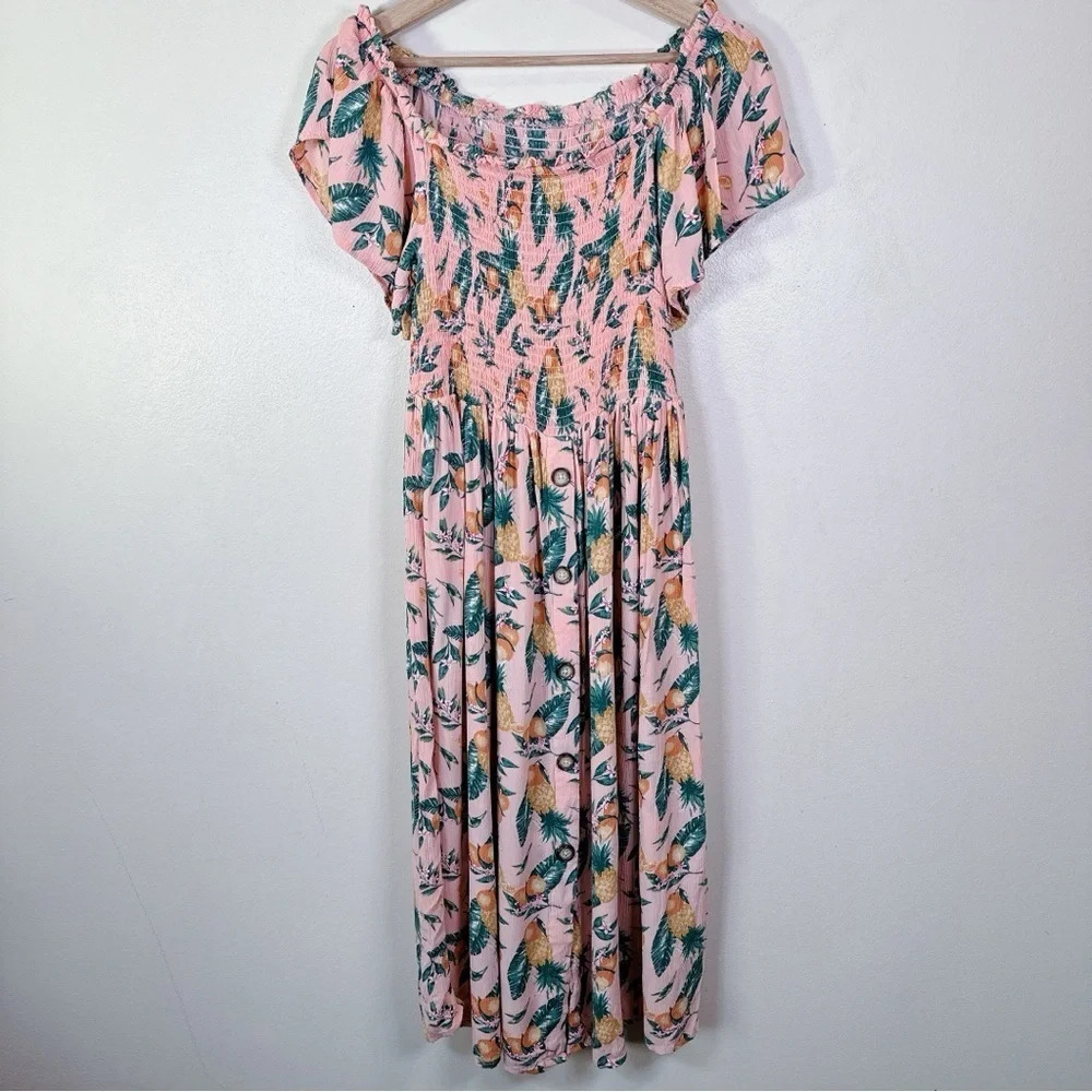 C&C California Womens Size Medium Floral Mock Summer Dress - Picture 4 of 14